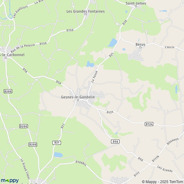 La carte pour la ville de Gesnes-le-Gandelin 72130