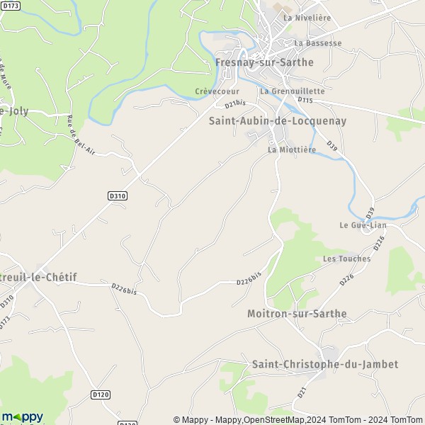 La carte pour la ville de Saint-Aubin-de-Locquenay 72130