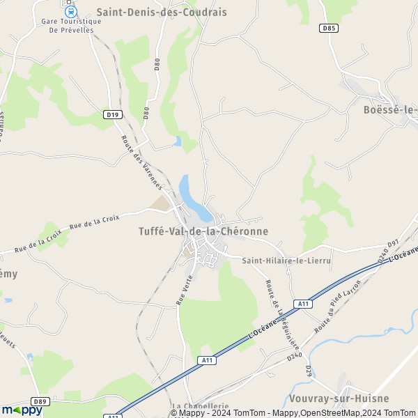 La carte pour la ville de Tuffé-Val-de-la-Chéronne 72160