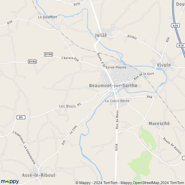 La carte pour la ville de Beaumont-sur-Sarthe 72170