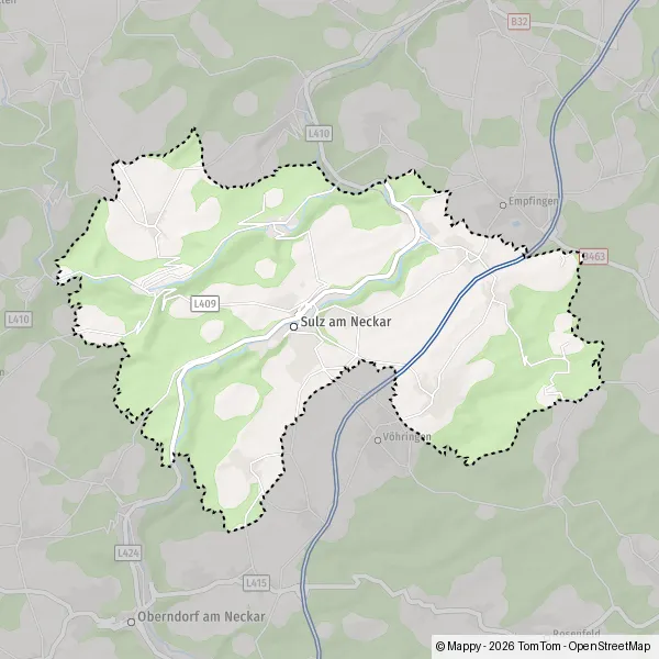 La carte pour la ville de 72172-72186 Sulz am Neckar