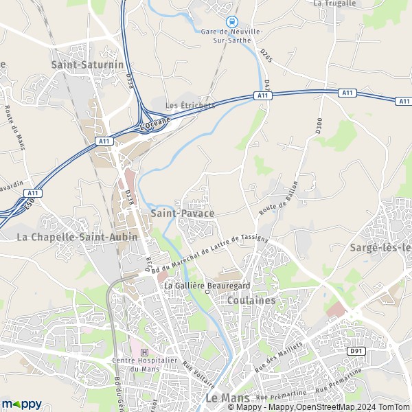 La carte pour la ville de Saint-Pavace 72190