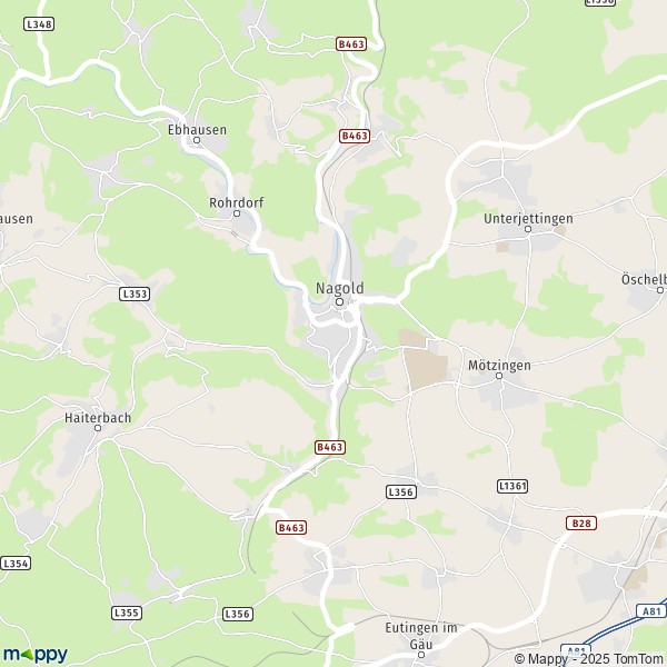 La carte pour la ville de 72202 Nagold