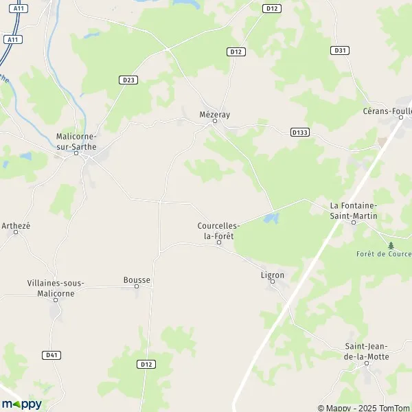 Plan CourcelleslaForêt carte de CourcelleslaForêt (72270) et