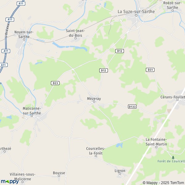 La carte pour la ville de Mézeray 72270