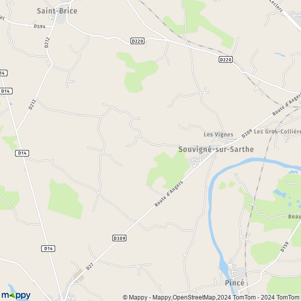 La carte pour la ville de Souvigné-sur-Sarthe 72300