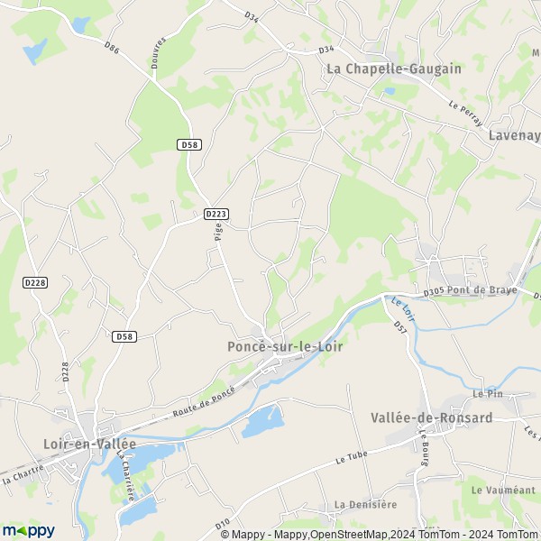 La carte pour la ville de Poncé-sur-le-Loir, 72340 Loir-en-Vallée