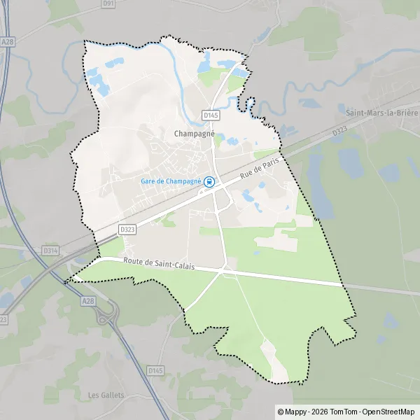 Plan Champagné : carte de Champagné (72470) et infos pratiques