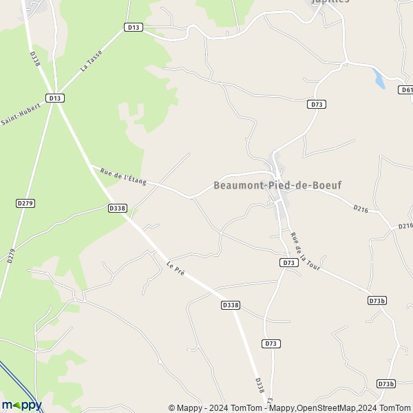 La carte pour la ville de Beaumont-Pied-de-Boeuf 72500