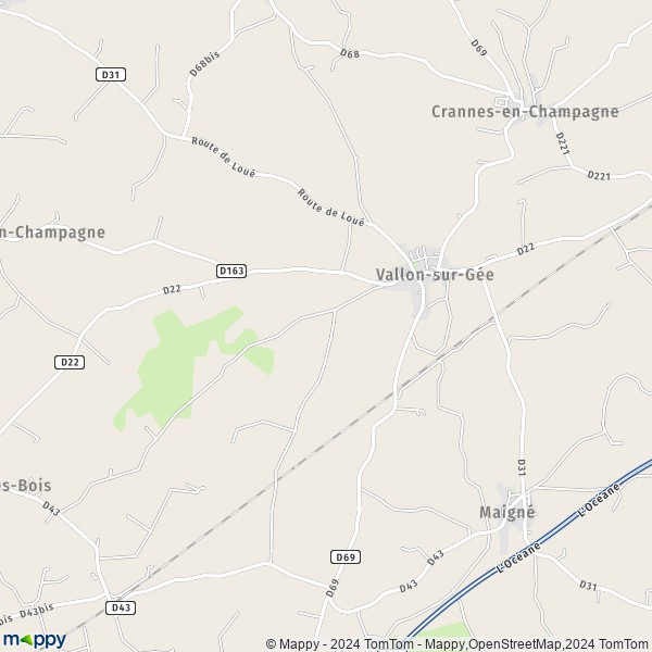 La carte pour la ville de Vallon-sur-Gée 72540
