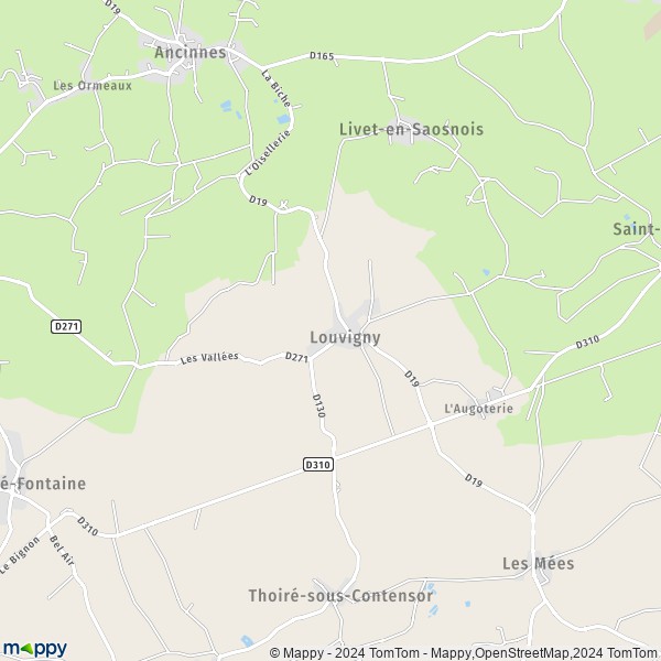 La carte pour la ville de Louvigny 72600
