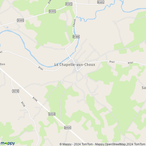 La carte pour la ville de La Chapelle-aux-Choux 72800