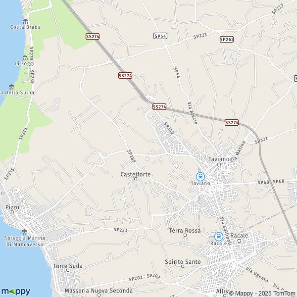La carte pour la ville de Taviano 73057