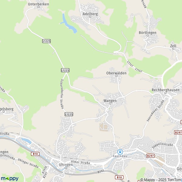 La carte pour la ville de 73066-73117 Wangen