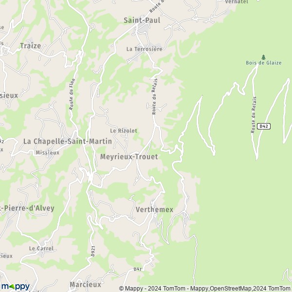 La carte pour la ville de Meyrieux-Trouet 73170