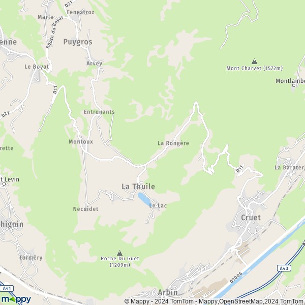 La carte pour la ville de La Thuile 73190