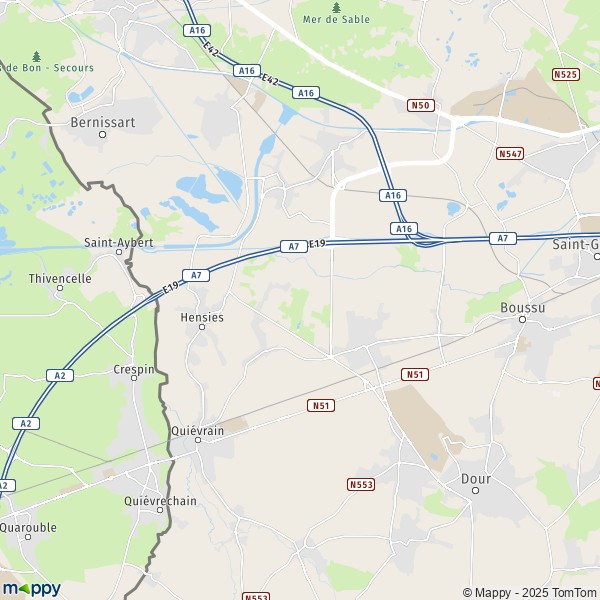 La carte pour la ville de 7321-7350 Hensies