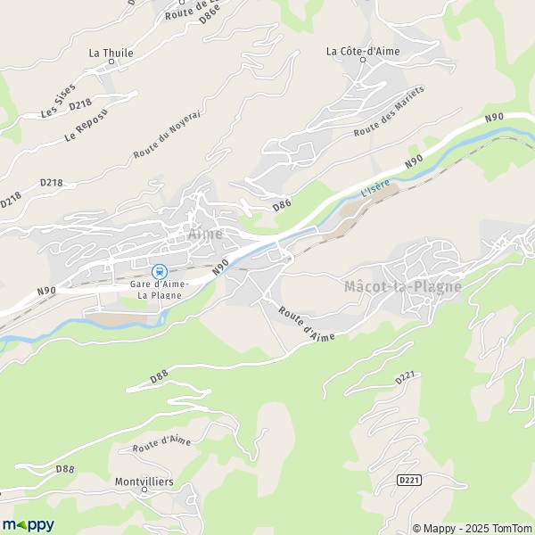 Carte Les Provagnes, 73210 La Plagne-Tarentaise