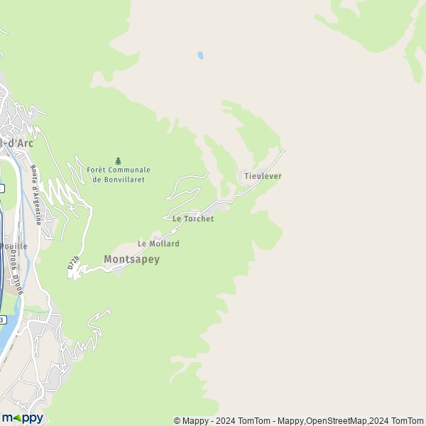 La carte pour la ville de Montsapey 73220
