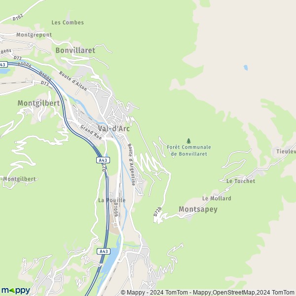 La carte pour la ville de Randens, 73220 Val-d'Arc