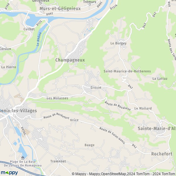 La carte pour la ville de Gresin, 73240 Saint-Genix-les-Villages