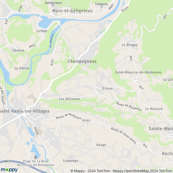 La carte pour la ville de Gresin, 73240 Saint-Genix-les-Villages