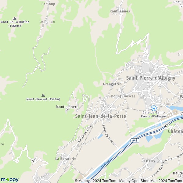 La carte pour la ville de Saint-Jean-de-la-Porte 73250