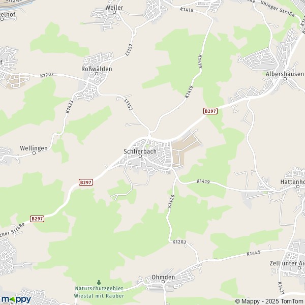 La carte pour la ville de 73278 Schlierbach