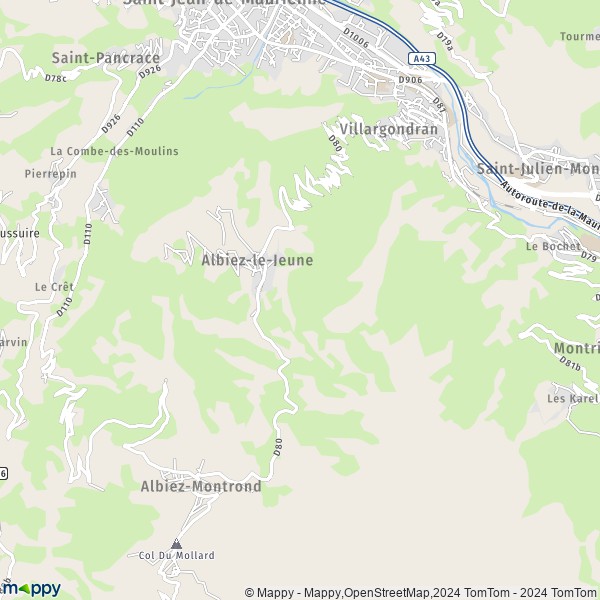 La carte pour la ville de Albiez-le-Jeune 73300