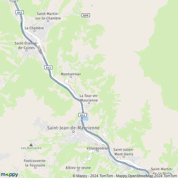 La carte pour la ville de Pontamafrey-Montpascal, 73300 La Tour-en-Maurienne