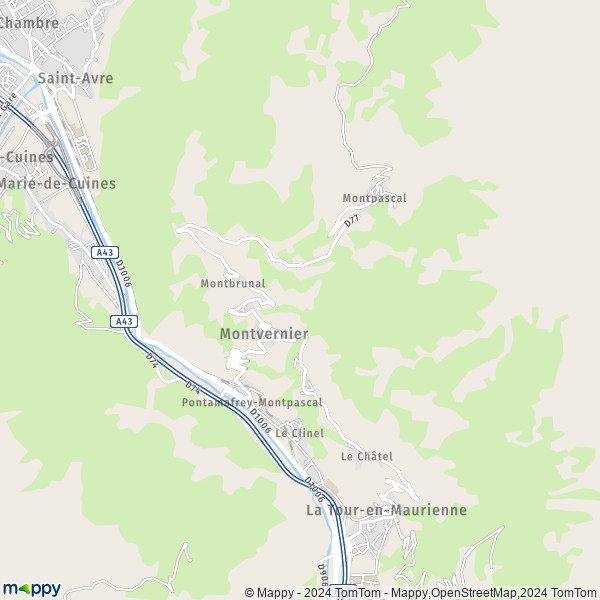 La carte pour la ville de Pontamafrey-Montpascal, 73300 La Tour-en-Maurienne