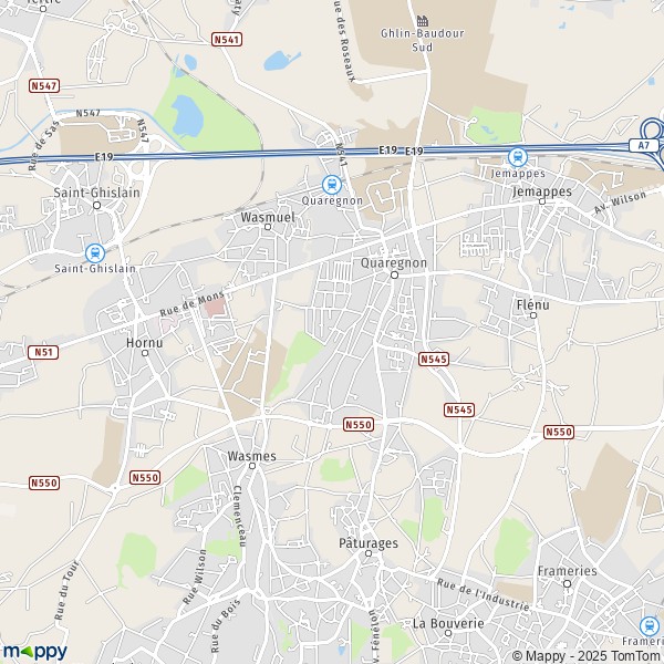 La carte pour la ville de 7331-7390 Quaregnon