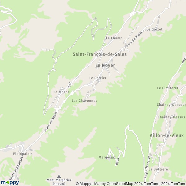 La carte pour la ville de Le Noyer 73340