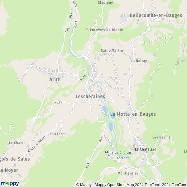 La carte pour la ville de Lescheraines 73340