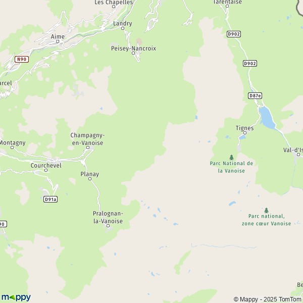 Plan Champagny-en-Vanoise carte Champagny-en-Vanoise  73350 