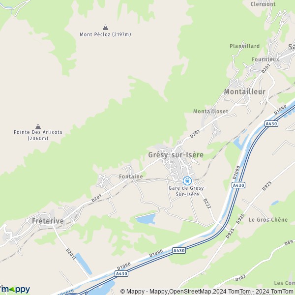 La carte pour la ville de Grésy-sur-Isère 73460