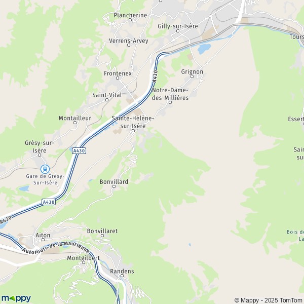 La carte pour la ville de Sainte-Hélène-sur-Isère 73460