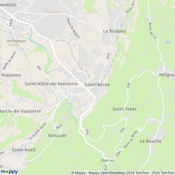 La carte pour la ville de Saint-Béron 73520