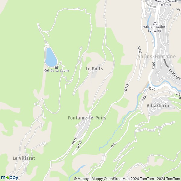 La carte pour la ville de Fontaine-le-Puits, 73600 Salins-Fontaine