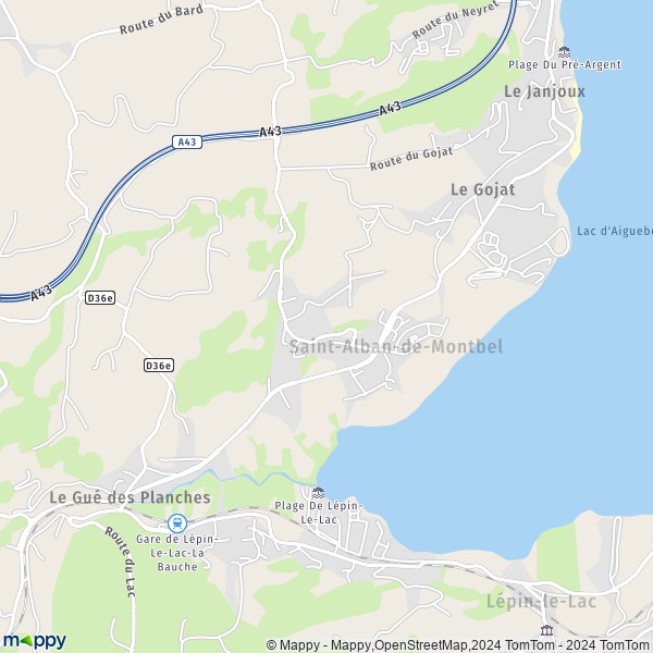 La carte pour la ville de Saint-Alban-de-Montbel 73610