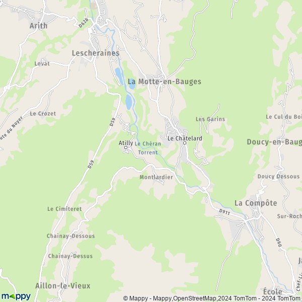 La carte pour la ville de Le Châtelard 73630