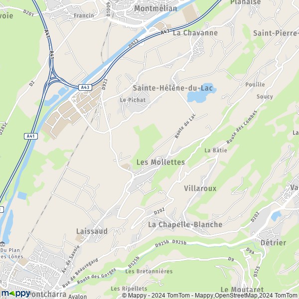 La carte pour la ville de Les Mollettes 73800