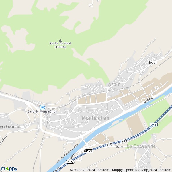 La carte pour la ville de Montmélian 73800