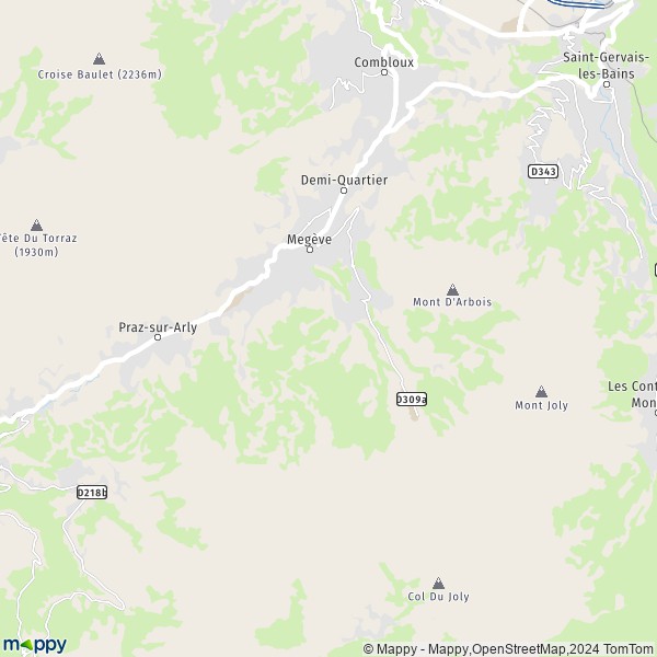 La carte pour la ville de Megève 74120