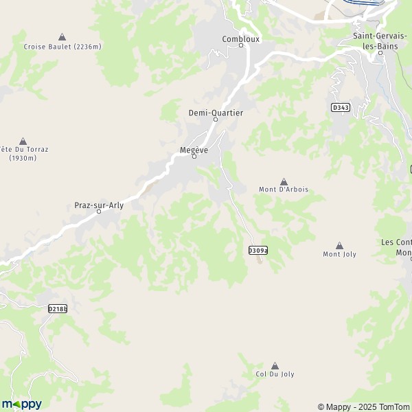 La carte pour la ville de Megève 74120