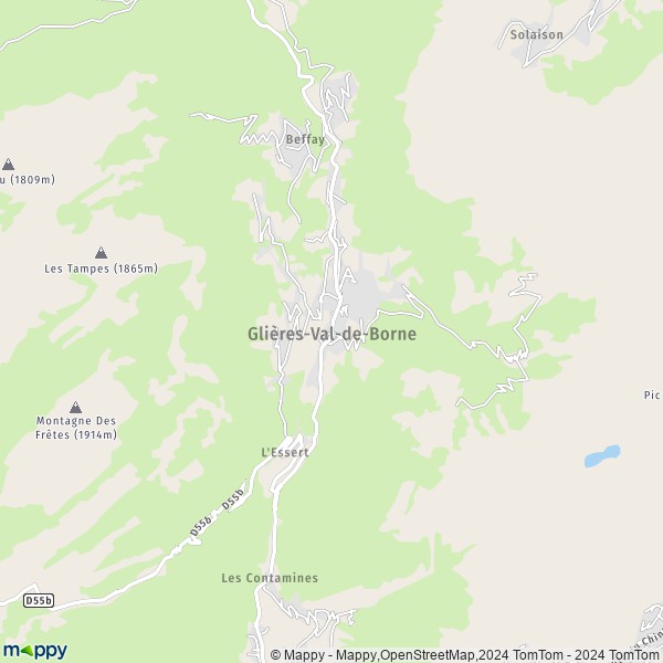 La carte pour la ville de Le Petit-Bornand-les-Glières, 74130 Glières-Val-de-Borne