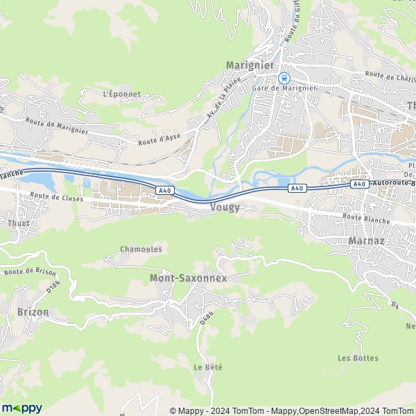 La carte pour la ville de Vougy 74130