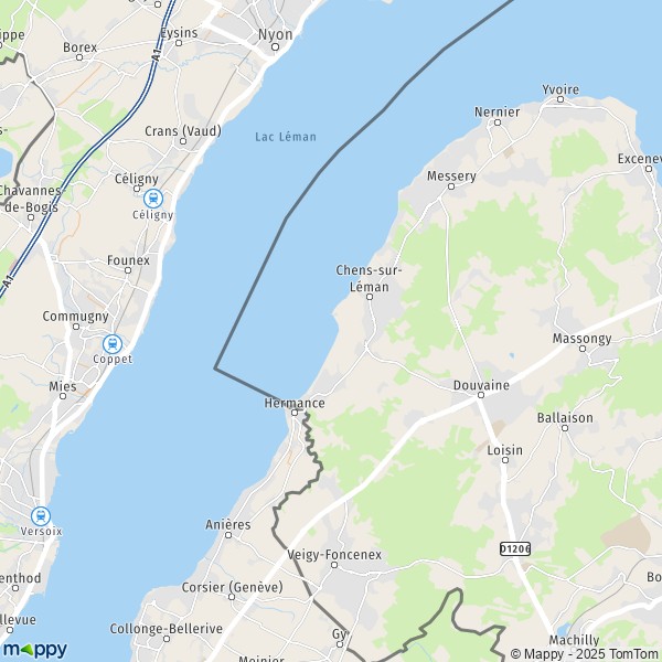 La carte pour la ville de Chens-sur-Léman 74140