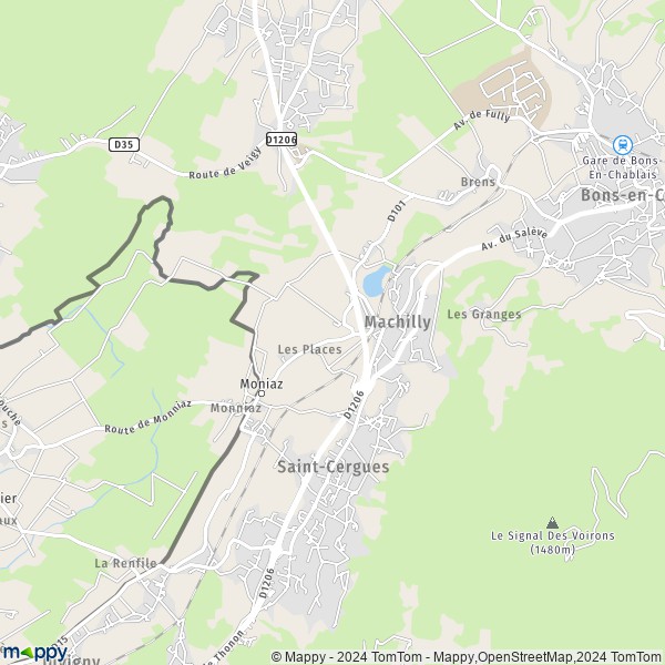 La carte pour la ville de Machilly 74140