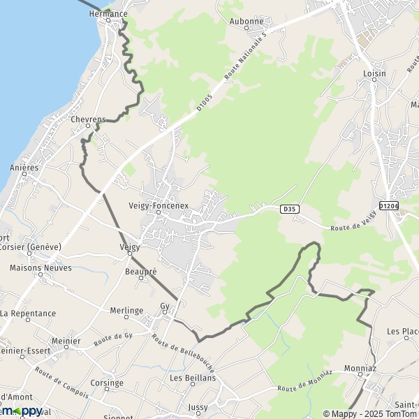 La carte pour la ville de Veigy-Foncenex 74140